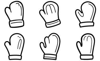 Fototapeta premium Hand drawn Cute Black Line Art Illustration of Winter Mittens