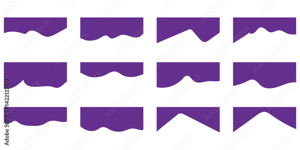 Aufkleber website dividers with drops, waves and geometric shapes. abstract design elements for top and bottom