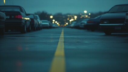Fototapeta premium Empty Parking Lot at Night
