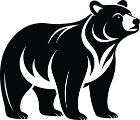 Bear silhouette, silhouette bear isolated on white background