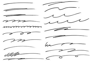 手描きの文字の下の線　アンダーラインセット　ベクター
