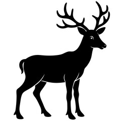 Christmas graphic icon set in silhouette style featuring Santa hats, candy, and decorated trees.