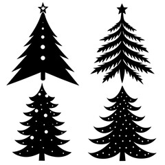 Obraz premium Festive silhouette icon set with classic Christmas elements for use on cards, banners, flyers, and apparel.