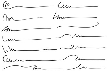 Fototapeta premium 手描きの文字の下の線 アンダーラインセット ベクター