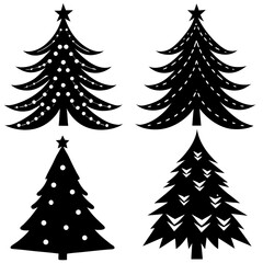 Obraz premium Christmas element pack with silhouettes of gift boxes, sleighs, Santa hats, and jingle bells. Great for t-shirts and decor.