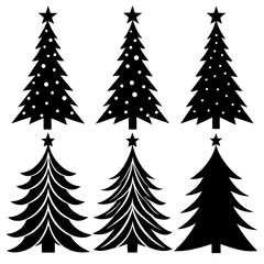 Obraz premium Reindeer, Santa, and sleigh in vector silhouette on a white background. Ready for holiday merchandise and printable art.