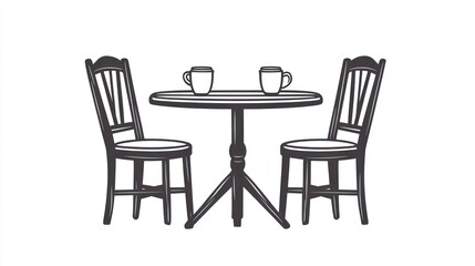 Simple table and chairs, cafe interior illustration, for a restaurant or cafe design