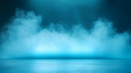 Fototapeta premium Blue Foggy Studio Background with Dark Ambient Lighting