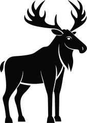 Moose silhouette, silhouette moose on white background