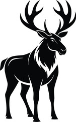 Moose silhouette, silhouette moose on white background