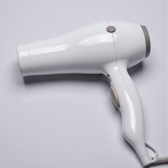 Hair dryer on a white background for styling and grooming  