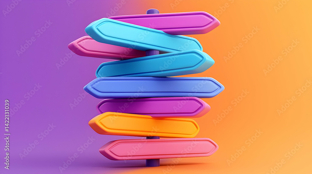 Poster colorful signpost on gradient background