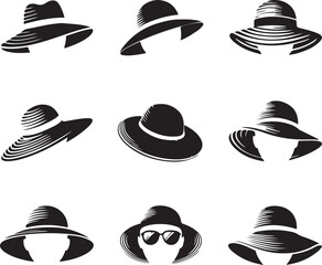 Nine Stylish Black Hat Illustrations for Fashion Design