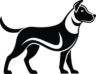 Walking dog silhouette, illustration of the rambling dog on white background