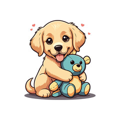 Cute Golden Retriever Dog Sitting Cartoon Vector Icon Illustration Animal Nature Icon Isolated Flat