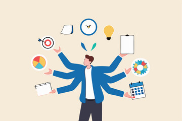 Project management, strategic plan to manage resources for development, working process and schedule, task completion concept, smart businessman project manager manage multiple project dashboards.