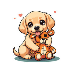 Cute Golden Retriever Dog Sitting Cartoon Vector Icon Illustration Animal Nature Icon Isolated Flat