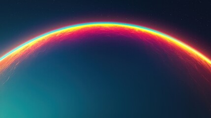 Curved Light Arc in Dark Blue Space Generative AI Artistic Digital Rendering Dreamy Cosmic Vision