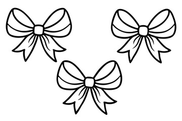 Obraz premium Holiday Bow Line Art Vector Elements Set