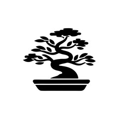 creative details Windswept bonsai icon Vector Illustration