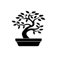 creative details Windswept bonsai icon Vector Illustration