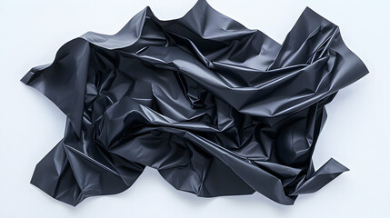 Crumpled Black Plastic Texture Abstract Background