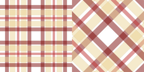 Seamless plaid tartan pattern in straight and diagonal layouts - classic checkered fabric design for textile, fashion and digital use