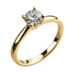 Elegant gold solitaire diamond ring on black background a dazzling jewel