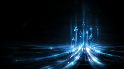 Blue background with a bunch of arrows pointing in different directions. The arrows are all different sizes and are scattered throughout the image. Scene is one of chaos and confusion