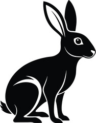 Hare silhouette, illustration hare isolated on white background