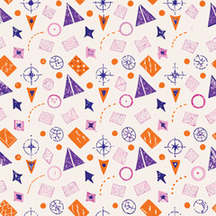 Seamless Abstract Pastel Maps and Compasses Vector Pattern