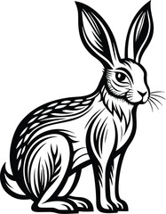 Hare silhouette, illustration hare isolated on white background