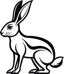 Hare silhouette, illustration hare isolated on white background