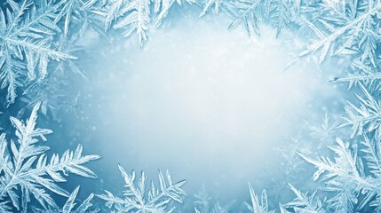 Delicate ice crystals in a frosty frame white background close-up shot winter wonderland minimalist serenity
