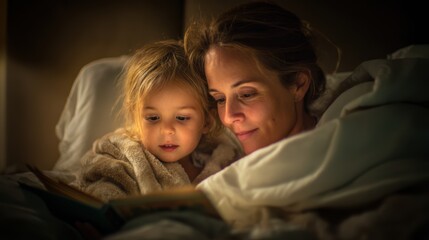 Mother reading a bedtime story to her daughter. © วิทวัส วงษ์หาจักร์