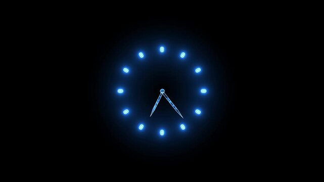 Time lapse saber animated clock face isolated against a black background