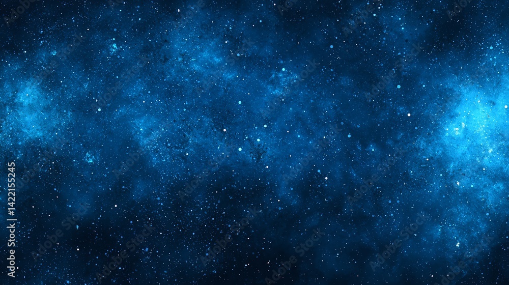 Poster blue sky with stars and a galaxy. the stars are scattered throughout the sky, creating a sense of de