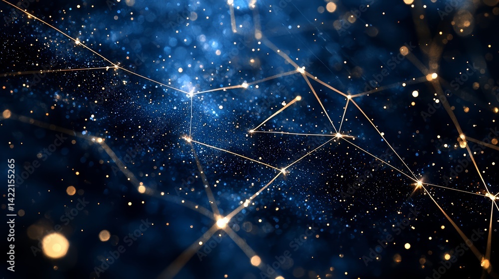 Poster blue sky with a lot of stars and lines. the stars are shining brightly and the lines are connecting 