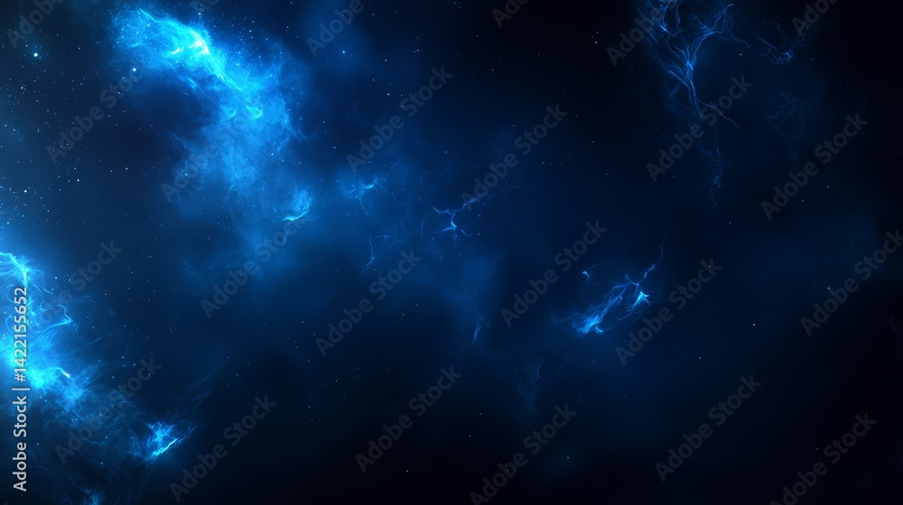 Poster vast, star-filled sky with a deep blue galaxy. the stars are scattered throughout the sky, creating 