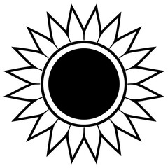 Solar Eclipse Mandala – Black Silhouette on White
