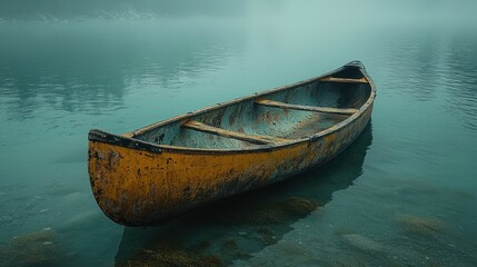 Obraz premium Canoe on Misty Lake