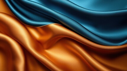 Obraz premium Luxurious satin fabric in gold and teal
