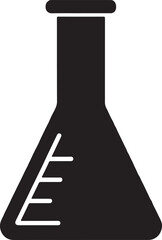 Science Erlenmeyer Flask Silhouette Illustration. Laboratory Flask Vector Icon for Chemistry