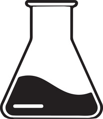 Science Erlenmeyer Flask Silhouette Illustration. Laboratory Flask Vector Icon for Chemistry