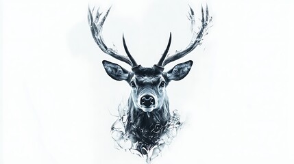 Majestic Deer Head with Smoke Effect.