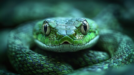 Fototapeta premium Close-up of a vibrant green snake