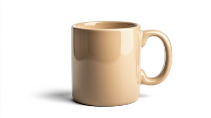 Fototapeta premium Beige mug mockup closeup isolated on white background. Generative AI