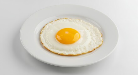 Fried Egg on White Plate