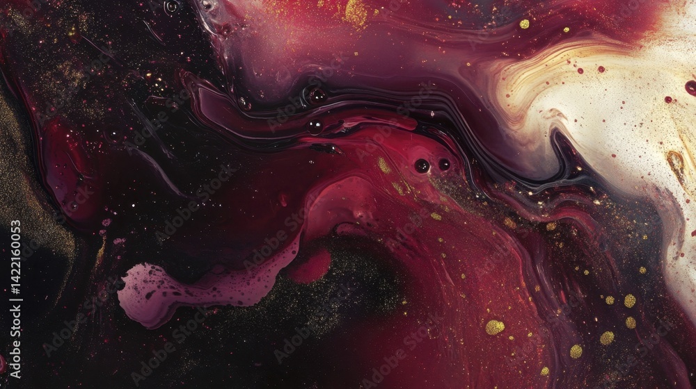 Wall mural abstract burgundy color background with swirls and sparkles. generative ai