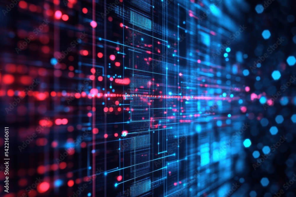 Aufkleber abstract background featuring red and blue lights creating a futuristic digital technology scene loo